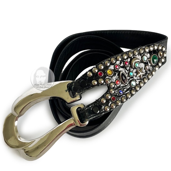 Vintage Belt Tie Wrap Embellished Studs Rhinestones Apple Accessories of NY OSFM - Picture 1 of 10